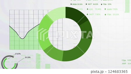 Image of financial data processing and statistics over white background 124683365