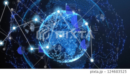 Image of globe and digital data processing over black background 124683525