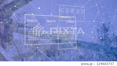 Image of statistics and digital data processing over purple background Image of statistics and digital data processing over purple background 124683737