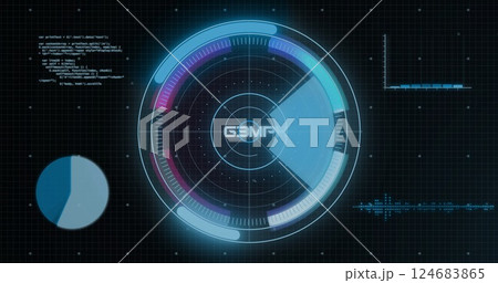Image of speedometer, digital data processing and scope scanning 124683865