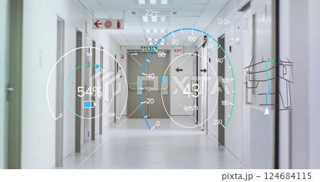 Image of car panel over hospital corridor 124684115