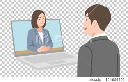 Men interviewing online Men interviewing online 124684301