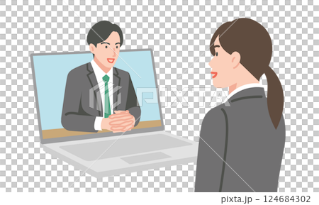 Woman having a remote interview Woman having a remote interview 124684302