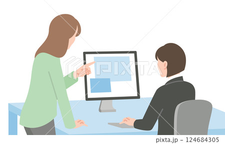 仕事の説明を受ける女性 仕事の説明を受ける女性 124684305