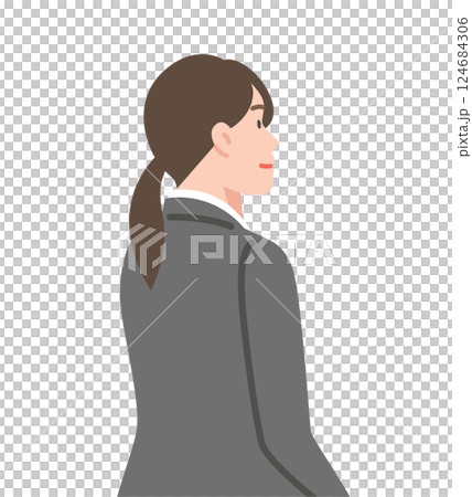 Side profile of a smiling woman 124684306