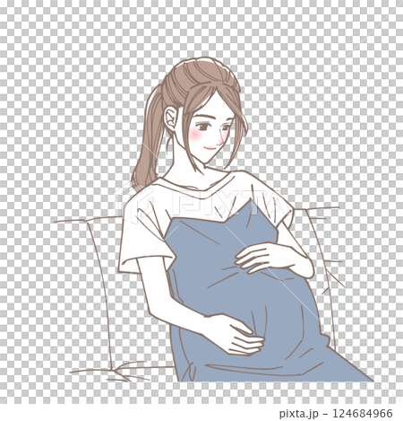 もう直ぐ赤ちゃんが生まれてくる妊婦のイラスト 124684966