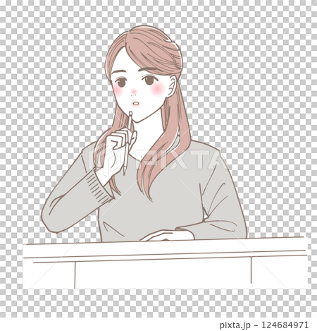 講義を受けている大学生の女性のイラスト 124684971
