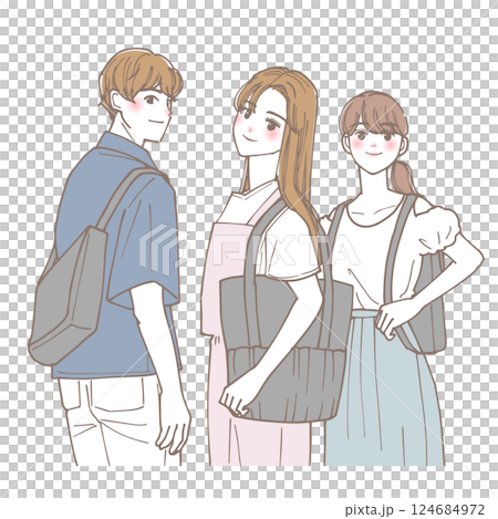 清爽大學生回首往事插畫 清爽大學生回首往事插畫 124684972