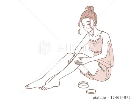 足の手入れをしている女性のイラスト 124684973