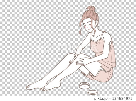 一位女士護理雙腳的插圖 124684973