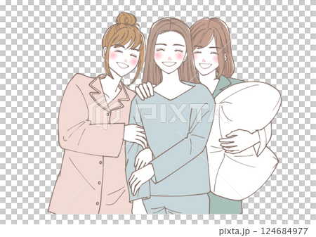 パジャマパーティを始める女性たちのイラスト 124684977