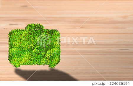 Sustainable Travel: Leafy Suitcase Symbolizing Eco-Friendly Tourism and Green Journey 124686194