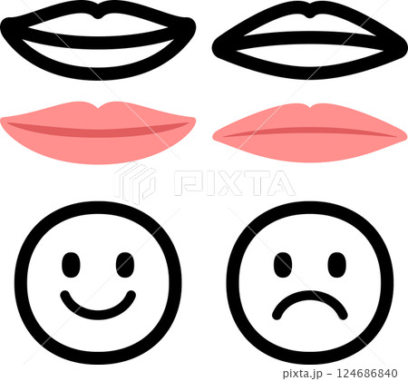 口角が上がった唇と口角が下がった唇 124686840