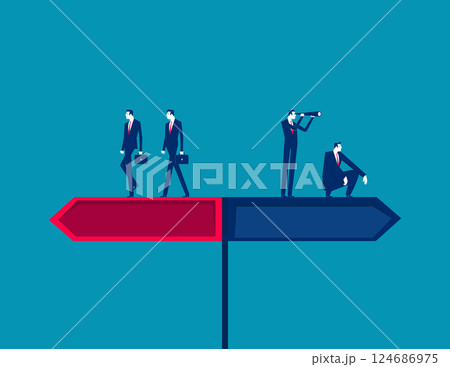 Business people with direction signs. Business vector concept Business people with direction signs. Business vector concept 124686975