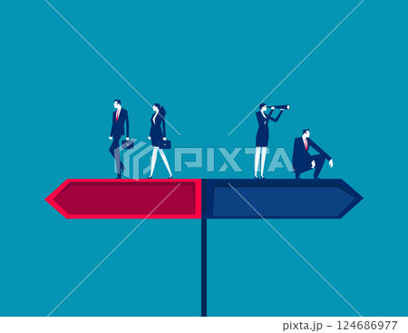 Business people with direction signs. Business vector concept Business people with direction signs. Business vector concept 124686977