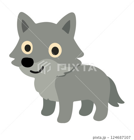 Cute Cartoon Wolf Illustration 124687107