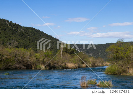 Ippressive views of the river Krka,Croatia.Summer travel concept. Ippressive views of the river Krka,Croatia.Summer travel concept. 124687421