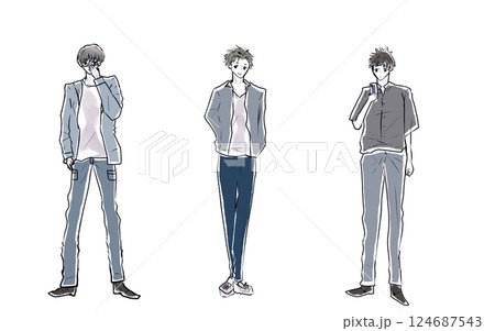 男性ファッションイラスト 男性ファッションイラスト 124687543