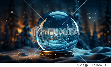 Glass ball with snow and Christmas tree for the New Year and Christmas holiday 124687615