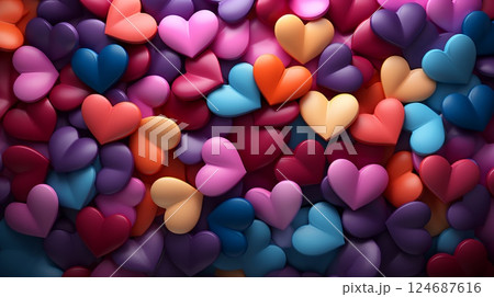 Festive love colorful hearts decorations for valentine's day 124687616