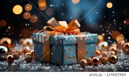 Beautiful gift box for New Year and Christmas 124687884