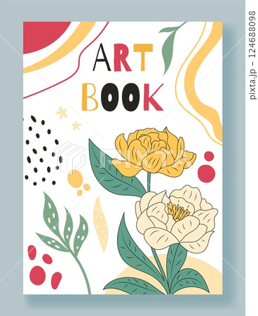 Chrysanthemum poster. Spring abstract background. Minimal cute art book cover. Contemporary banner design. Creative summer botanical flyer or banner. Vector cartoon flat style isolated illustration Chrysanthemum poster. Spring abstract background. Minimal cute art book cover. Contemporary banner design. Creative summer botanical flyer or banner. Vector cartoon flat style isolated illustration 124688098
