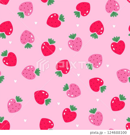 Simple seamless pattern with pink and red strawberries. vector graphics Simple seamless pattern with pink and red strawberries. vector graphics 124688100