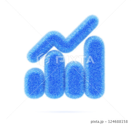 3d blue fur fluffy bar chart, graph or diagram render icon. Furry wool felt data analysis columns with hairy line up. Financial growth statistic for business presentation, web design. 3D illustration 3d blue fur fluffy bar chart, graph or diagram render icon. Furry wool felt data analysis columns with hairy line up. Financial growth statistic for business presentation, web design. 3D illustration 124688158