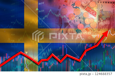 Sweden economic growth on financial graph. Sweden financial growth on market graph Sweden economic growth on financial graph. Sweden financial growth on market graph 124688357
