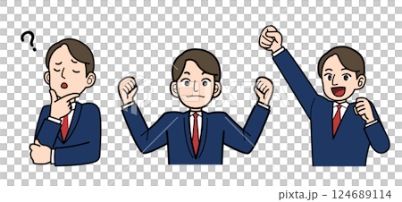 一組有各種表情的商人 124689114