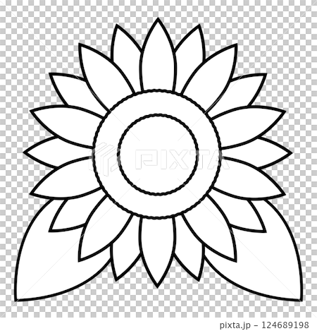 シンプルなひまわりの花の線画イラスト。塗り絵 124689198