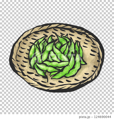 枝豆の手描き筆絵風イラスト 124690044