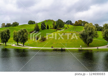 Munich, Germany - Oct 03, 2024: The Olympiapark in Munich, Germany, which was constructed for the 1972 Summer Olympics Munich, Germany - Oct 03, 2024: The Olympiapark in Munich, Germany, which was constructed for the 1972 Summer Olympics 124690083
