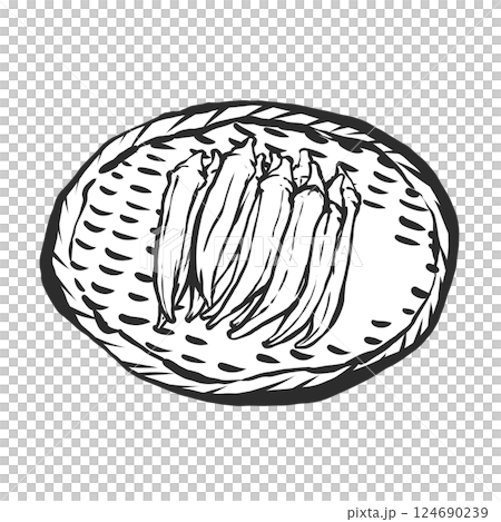 Hand-drawn brush-style illustration of okra 124690239