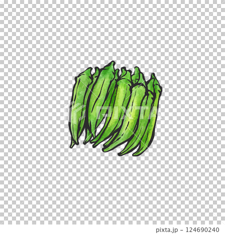 Hand-drawn brush-style illustration of okra 124690240