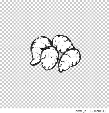 里芋の手描き筆絵風イラスト 124690317