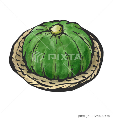 カボチャの手描き筆絵風イラスト 124690370