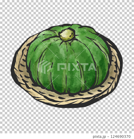 カボチャの手描き筆絵風イラスト 124690370