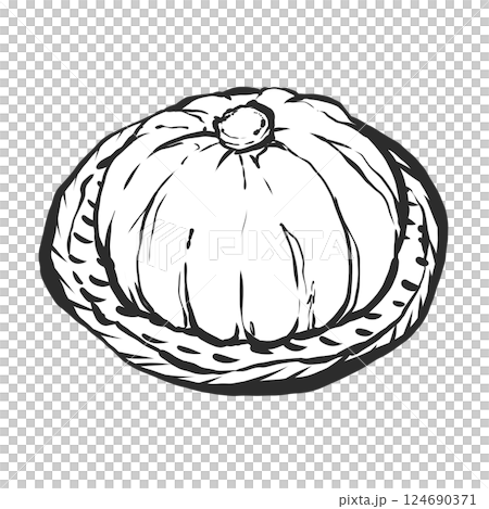 カボチャの手描き筆絵風イラスト 124690371