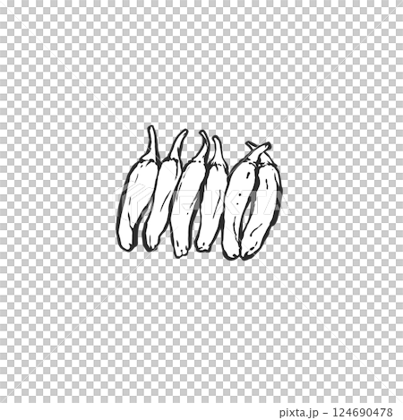 手繪畫筆風格的青椒插圖 124690478