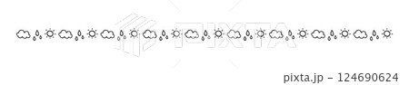 シンプルな手書きのかわいい天気の飾り罫 124690624