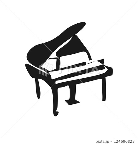 Simple illustration of grand piano instrument vector icon for web design isolated on white background Simple illustration of grand piano instrument vector icon for web design isolated on white background 124690825