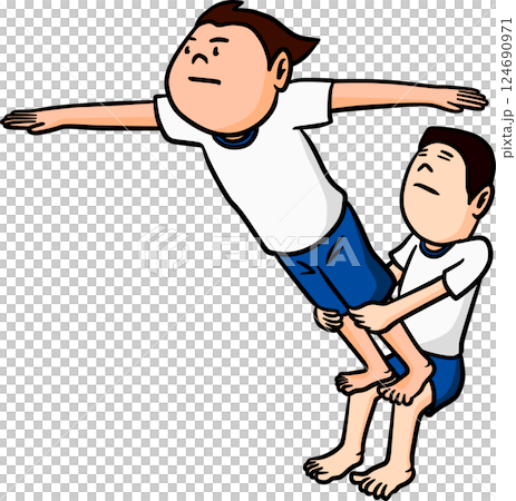 Two boys posing in group gymnastics Two boys posing in group gymnastics 124690971