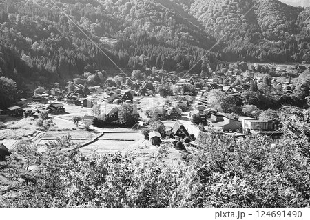 萩町合掌造り集落 白川郷 茅葺 荻町城跡 展望台 展望台遊歩道 萩町合掌造り集落 白川郷 茅葺 荻町城跡 展望台 展望台遊歩道 124691490