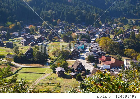 萩町合掌造り集落 白川郷 茅葺 荻町城跡 展望台 展望台遊歩道 萩町合掌造り集落 白川郷 茅葺 荻町城跡 展望台 展望台遊歩道 124691498