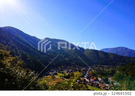 萩町合掌造り集落 白川郷 茅葺 荻町城跡 展望台 展望台遊歩道 萩町合掌造り集落 白川郷 茅葺 荻町城跡 展望台 展望台遊歩道 124691502