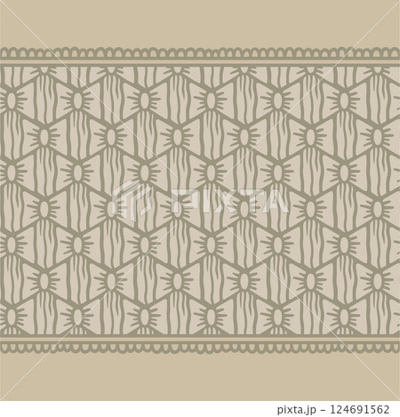 Bohemian border pattern with tessellated bows and fringe 124691562