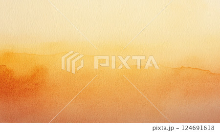 オレンジ色の水彩絵の具で描いた空 124691618