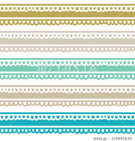 Seamless Vector Pattern with Alternating Colourful and White Lacy Stripes 124691630