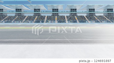 3D Spectators waiting at finish line of motor racing track 3D Spectators waiting at finish line of motor racing track 124691897